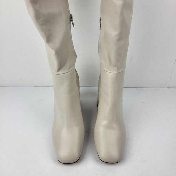 Steve Madden Lizah Boot Off White Faux Leather Knee High Block 10M - Picture 12 of 16